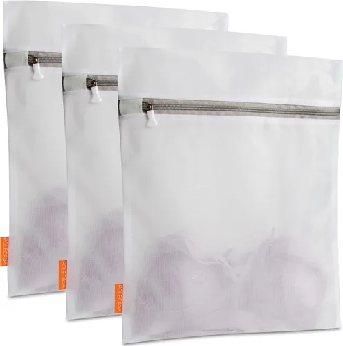 Miniatura 7 de Polecasa Bolsas de malla para lavandería, paquete de 3 (grande, mediano, pequeño), bolsas duraderas con cremallera para ropa delicada, lencería