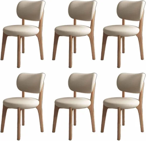 Miniatura 26 de Juego de 2 sillas de comedor tapizadas de cuero suave, sillas de comedor de madera maciza, con asiento acolchado y patas de madera para cocina, sala