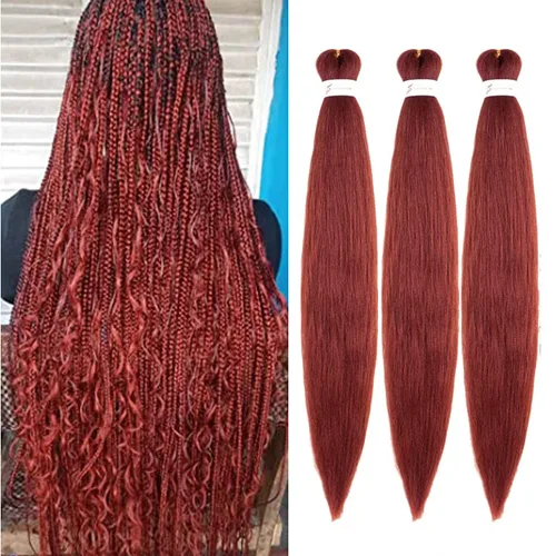 Miniatura 23 de Cabello trenzado preestirado de 24 pulgadas, 8 paquetes de extensiones de cabello sintético de fácil trenzado sintético profesional suave textura #1B