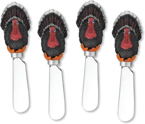 Supreme Housewares Esparcidores de queso de pavo, asas de resina pintadas a mano con cuchillas de acero inoxidable para untar queso crema, Turkey