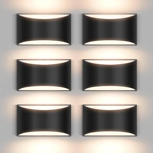 Miniatura 12 de Juego de 2 apliques de pared LED modernos negros con cable para interiores, luces de montaje en pared arriba y abajo, para sala de estar