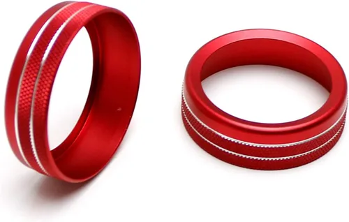 Miniatura 9 de iJDMTOY 2 fundas deportivas de aluminio anodizado rojo estéreo de audio de volumen de sintonizador de radio interruptor de control de anillo