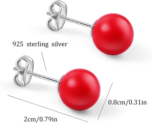 Miniatura 94 de Natural Stone Stud Earrings for Women 8mm Sterling Silver Genuine Gemstone Earrings Handmade Sterling Silver Crystal Stud Earrings for Women