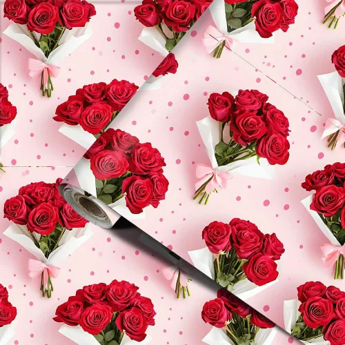 Miniatura 14 de Papel tapiz autoadhesivo para el día de San Valentín, diseño de rosas, diseño de corazón rosa floral, para decoración de pared de dormitorio, baño