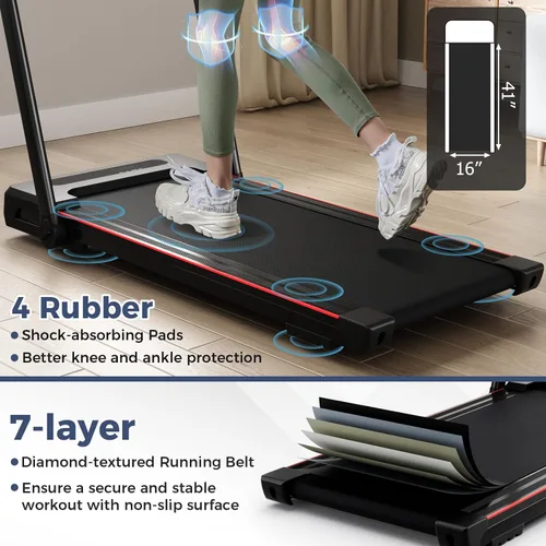 Miniatura 9 de GYMAX Cinta de correr con escritorio, caminadora 3 en 1 para debajo del escritorio, almohadilla para caminar con escritorio extraíble, monitor LED