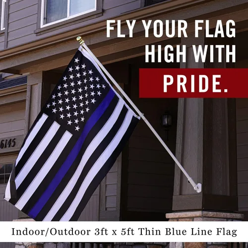 Miniatura 2 de Bandera de Estados Unidos con línea azul delgada de 4 x 6 pies, bandera de policía resistente, extremo de mosca cosido cuádruple, nailon 210D