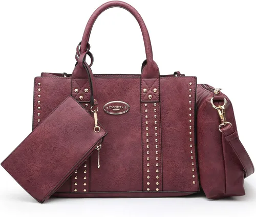 Miniatura 5 de Dasein - Bolsos y carteras de mano para mujer, set de bolso tipo bandolera con asa superior, 3 piezas Beige monograma