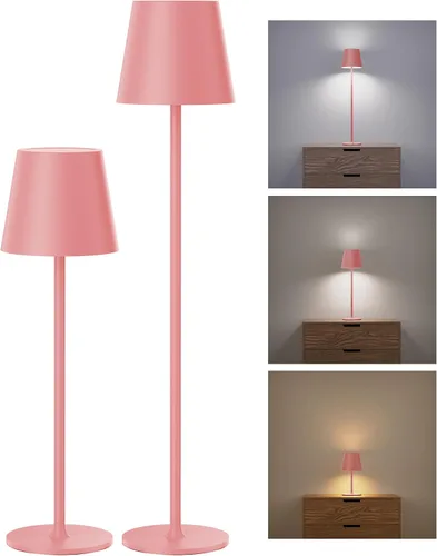 Miniatura 12 de JACKYLED Lámparas de mesa inalámbricas recargables, 3 alturas ajustables, funciona con batería de 5000 mAh, 3 colores de atenuación suave, lámpara