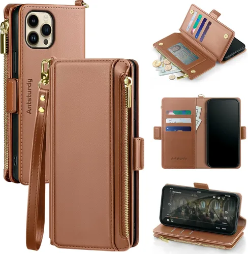 Miniatura 8 de Antsturdy Funda tipo cartera compatible con iPhone 11 Pro Max, funda de piel sintética con bloqueo RFID, funda para teléfono para mujeres y hombres