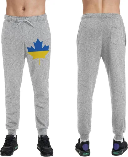 Miniatura 6 de Ukraine Flag Canada Maple Leaf Men's Casual Yoga Sweatpants Workout Athletic Elastic Waist Pants Outdoor Jogger Pants Black