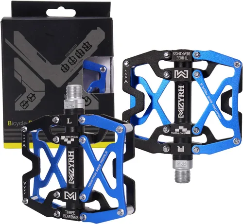 Miniatura 9 de Mzyrh - Pedales de bicicleta de montaña, ultra fuertes, coloridos, mecanizados CNC, de 9/16 pulgadas, ciclismo sellado con 3 rodamientos