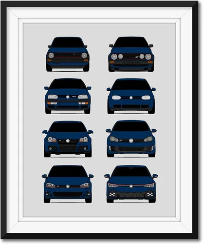 Miniatura 15 de Custom Car Posters Póster hecho a mano compatible con Volkswagen Golf GTI Generations e impresión de VW GTI (modelos de coche: MK1 a MK8)