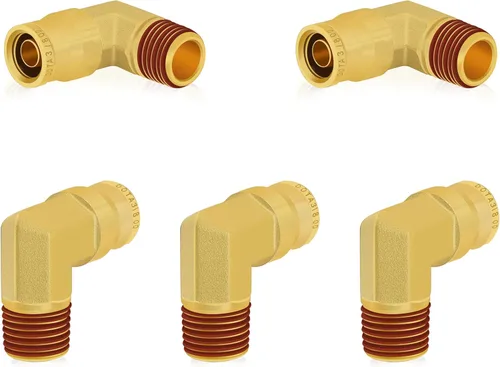 Miniatura 11 de Siptenk Codos de 1/2" DOT de latón DOT de aire de conexión rápida DOT accesorios de línea de aire DOT 5 piezas, tubo de 1/2" OD x rosca NPT de 3/8