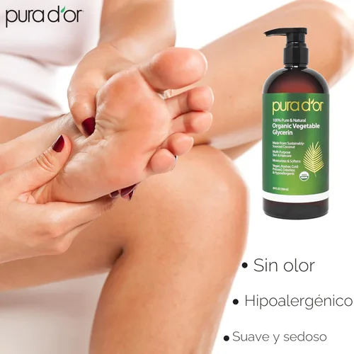 Miniatura 3 de PURA D'OR 24 oz de Glicerina Vegetal Orgánica - Derivada del Coco - Clara y Sin Olor - 100% Pura de Grado Premium, No Transgénico, Kosher, Vegana