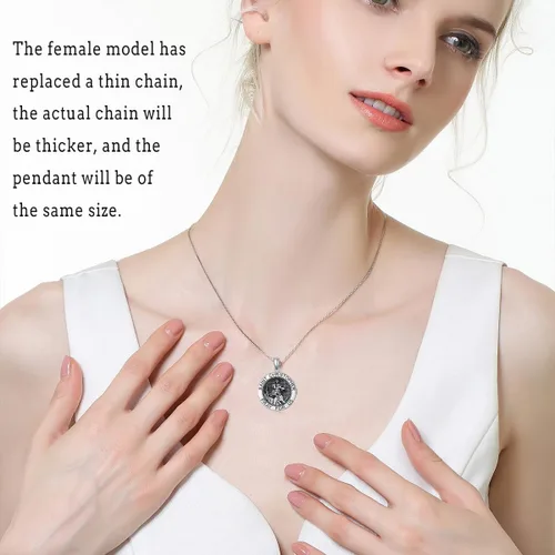 Miniatura 14 de CEKAMA - Collar de plata de ley 925 con dije de amuleto para hombres y mujeres, con cadena de 0.098 in, 22 pulgadas + 2 pulgadas