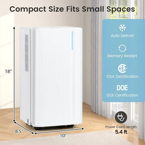 Miniatura 8 de COSTWAY Deshumidificador de 32 pintas para el hogar, deshumidificador portátil de 2000 pies cuadrados para dormitorio, sótano, baño, temporizador