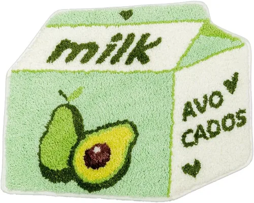 Alfombra de baño con aguacate y frutas para baño, bonita alfombra de baño verde para niños, antideslizante, alfombra de baño de frutas con forma de