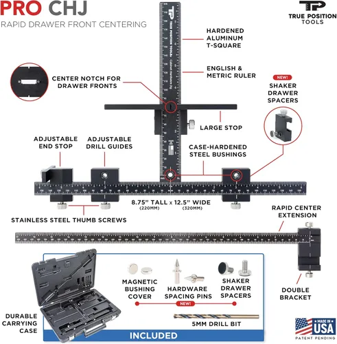 Miniatura 7 de True Position Tools PRO Herrajes para gabinetes plantilla - Instala tiradores y pomos del frente del cajón más rápido - Fabricado en EE. UU.