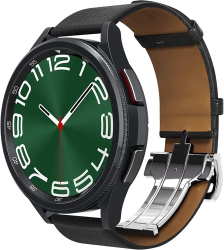 Miniatura 8 de Spigen - Correa de piel auténtica compatible con MoonSwatch, Galaxy Watch de 0.787 in Folding Buckle Clasp, Quick Release Fits Omega x Swatch
