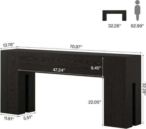 Miniatura 2 de Tribesigns Mesa Consola Larga de 71 Pulgadas para Entrada, Consola de Sofá Estilo Granja Detrás del Sofá, Mesa de Entrada para Pasillo, Vestíbulo