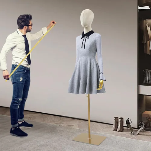 Miniatura 6 de Torso de maniquí femenino con cabeza y brazos posables, forma de vestido ajustable en altura, soporte de medio maniquí, maniquí de ropa con Blanco