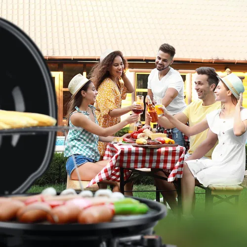 Miniatura 6 de Techwood - Parrilla eléctrica para barbacoa para interiores y exteriores, parrilla portátil extraíble de 1600 W con bandeja ajustable de calor