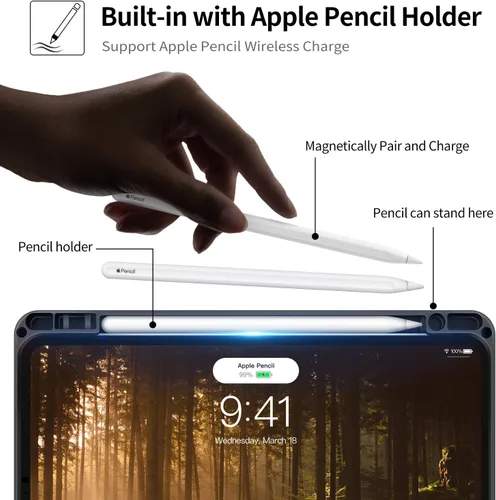 Miniatura 5 de H HOLIMET Funda para iPad Pro de 11 pulgadas 2022 4ª/3ª/2ª/1ª Generación 2021/2020/2018 con soporte para lápiz, cuero PU protector con bolsillo