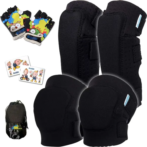 Miniatura 16 de Rodilleras y coderas para niños de estilo suave con guantes de bicicleta, equipo flexible resistente a los impactos para edades de 2 a 11 años