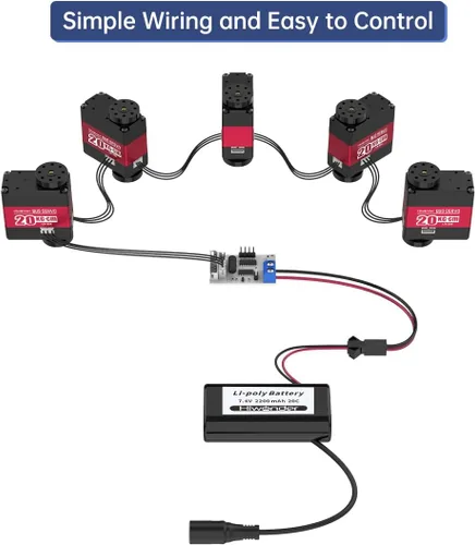 Miniatura 4 de LX-224 Serial Bus Servo, 3 Conectores 44.1 lbs Gran Torque Doble Rodamiento de Bolas Motor Servo de Metal Completo Equipado con Sistema
