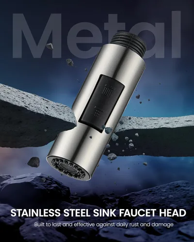 Miniatura 2 de Repuesto de cabezal de grifo de cocina de metal, cabezal rociador de grifo de cocina extraíble de 2 modos con 15 adaptadores, boquilla rociadora
