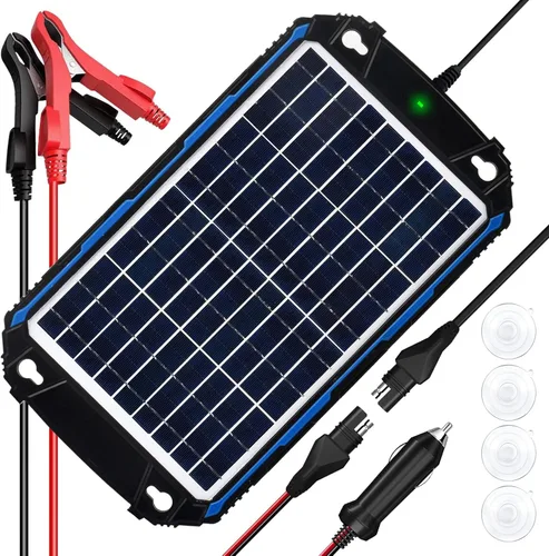 SUNER POWER Cargador de batería solar impermeable de 10 W y 12 V y mantenedor Pro, controlador de carga UltraSmart MPPT incorporado, kits de carga
