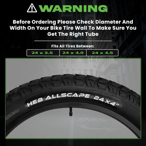 Miniatura 3 de HEB - Tubo de bicicleta de servicio pesado para neumáticos Ebike - Tubo interior resistente a pinchazos para neumático de bicicleta de 20 x 4 / 26 x