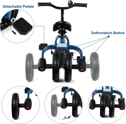 Miniatura 6 de XPIY Triciclo para niños de 2 a 5 años, triciclo plegable 3 en 1 para niños y niñas, bicicleta para niños con pedal desmontable y asiento ajustable