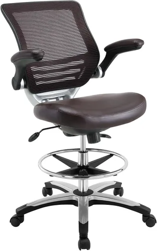 Modway EEI-211-BRN Edge Drafting Chair - Silla de recepción - Silla de dibujo con brazo abatible en color marrón