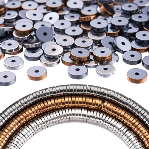 Cheriswelry Cuentas espaciadoras Heishi de 3 hebras de 0.315 x 0.079 in de metal redondo y dorado, cuentas planas de disco plano de patinum no