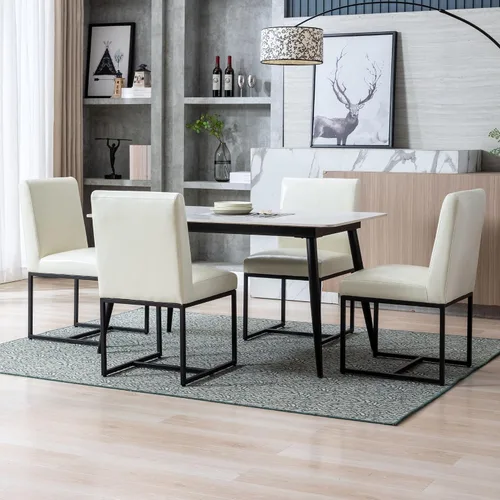Miniatura 33 de BESTANO Sillas De Comedor - Juego de 2 sillas de comedor modernas negras tapizadas de piel sintética para cocina y comedor con marco de metal negro