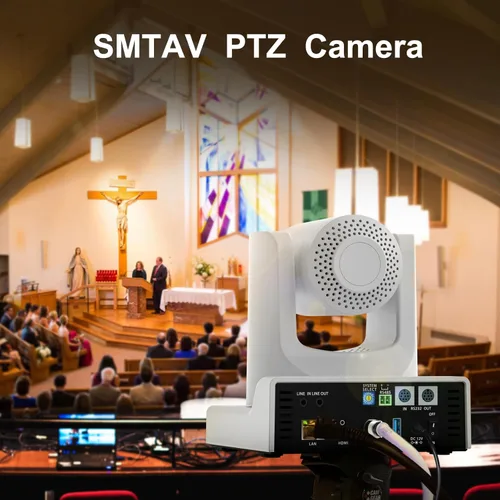 Miniatura 5 de SMTAV Cámara PTZ, seguimiento AI 30X con cámara de zoom con salidas de transmisión HDMI/SDI/USB3.0/IP para reuniones, iglesia, eventos, enseñanza