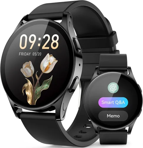 Reloj inteligente AI con GPT, AMOLED de 1.614 in, 1.32 pulgadas, responder/hacer llamadas, seguimiento de actividad y actividad para iPhone Android
