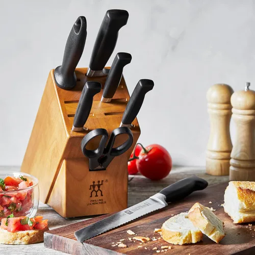 Miniatura 2 de ZWILLING Four Star Anniversary - Juego de bloques de cuchillos de 8 piezas Abedul