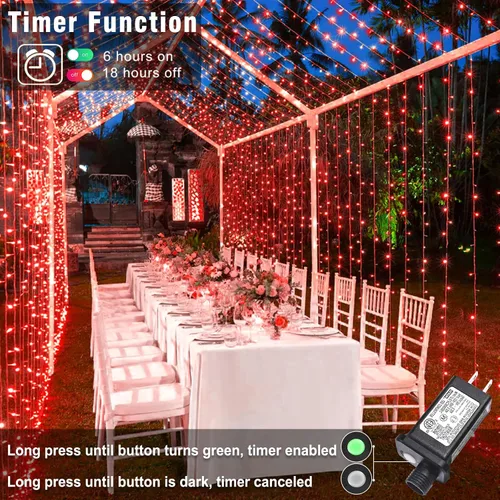 Miniatura 3 de Tira de 200 luces LED de 66 pies para exteriores, luces de Navidad conectables para interiores, cable transparente, impermeable, 8 modos de luces