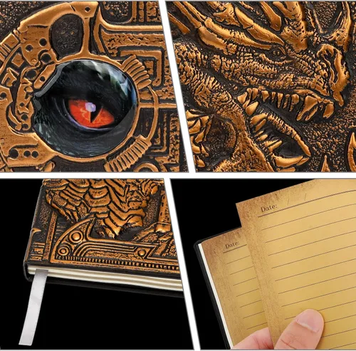 Miniatura 8 de Cuaderno de escritura de 3D Dragón DND, libro de cuero de fantasía D&D para regalos de Dungeons and Dragons, accesorios para amantes de RPG Nerdy DM