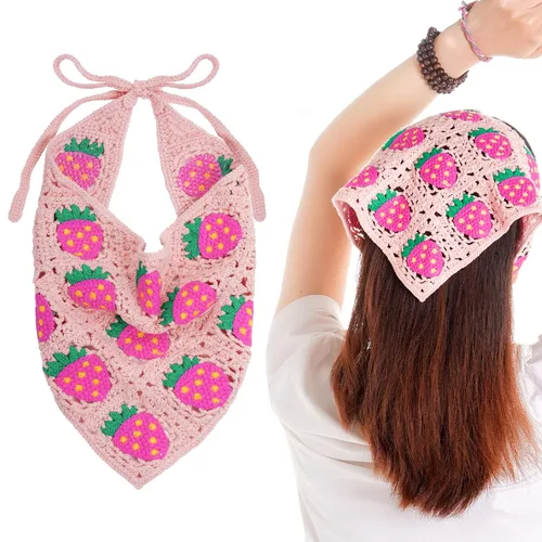 Miniatura 10 de hoyuwak Pañuelo para la cabeza de ganchillo, bandanas, diademas de corazón, bufanda, cubiertas para la cabeza, accesorios para el cabello rosa