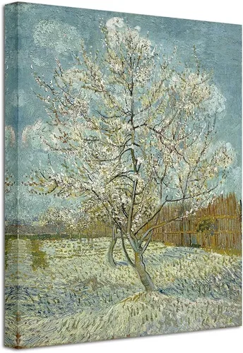 Wieco Art Lienzo con estampado de árbol de durazno rosa de Van Gogh, pinturas al óleo famosas clásicas, reproducción de pinturas al óleo modernas,