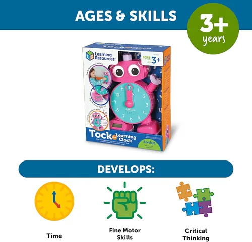 Miniatura 5 de Learning Resources Tock The Learning Clock Pink - Reloj digital para el aula, aprender la hora, temporizador para niños, elementos esenciales