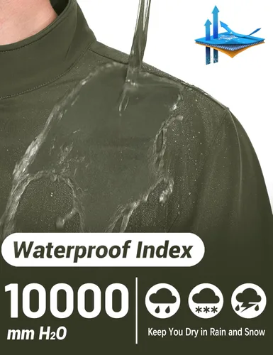 Miniatura 2 de TACVASEN Chaqueta ligera Softshell para hombre, impermeable, ligera, con forro polar, abrigo de invierno con 4 bolsillos cortavientos