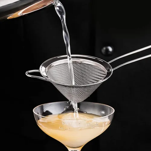 Miniatura 6 de Paquete de 2 coladores de alimentos pequeños de acero inoxidable 18/8, tamiz de malla fina con mango largo, colador de cóctel para cócteles, hierbas