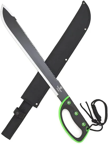 Snake Eye Tactical Full-Tang Machete – Herramienta de supervivencia de hoja fija resistente con funda de nailon reforzado para camping, caza y