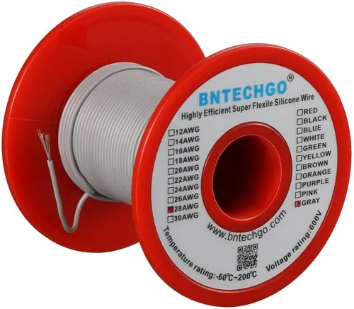 Miniatura 13 de BNTECHGO Carrete de alambre de silicona de calibre 28 rojo 250 pies Flexible 28 AWG alambre de cobre estañado trenzado