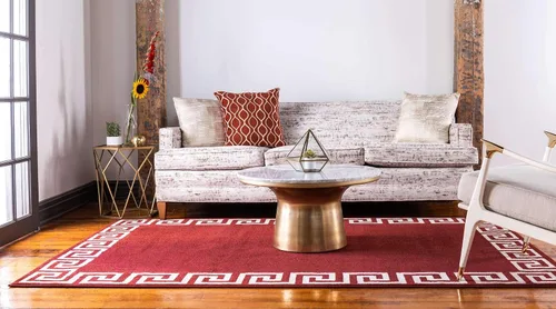 Miniatura 3 de Unique Loom Athens Collection - Alfombra clásica geométrica con diseño de borde moderno, 5 x 8 pies, color borgoña/beige