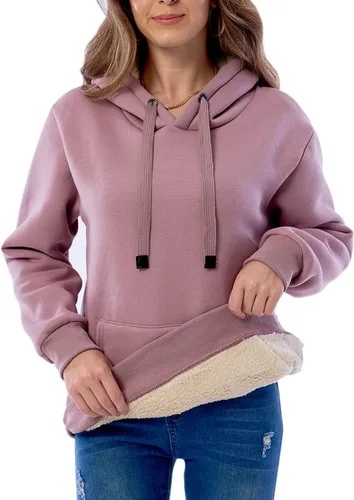 Miniatura 3 de Haellun - Sudadera con capucha con forro de vellón de sherpa, abrigado, de invierno y de estilo informal para mujer